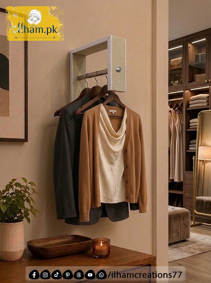 Lamination Sheet Wall Mounted Coat Cloth Hanger - Water Proof Coated | ilham.pk - ilham Creations