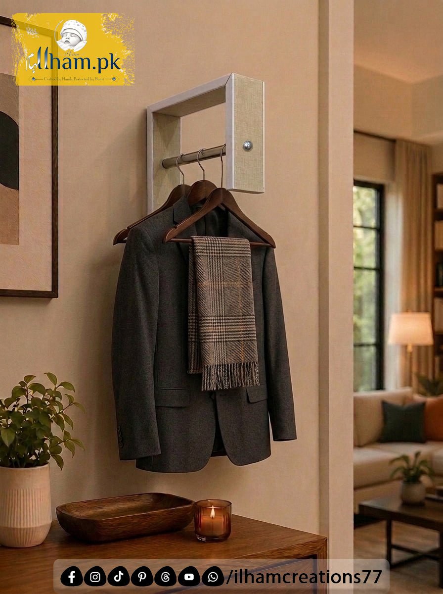Lamination Sheet Wall Mounted Coat Cloth Hanger - Water Proof Coated | ilham.pk - ilham Creations