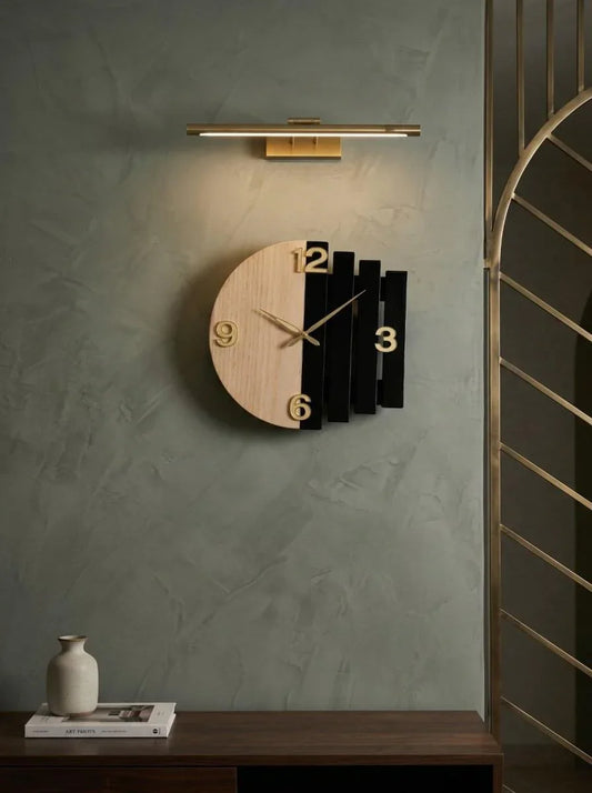 Luna Arc Modern Wooden Wall Clock | Premium Black & Natural Wood Wall Decor | ilham.pk - ilham - Crafted by Hands, Perfected by Heart
