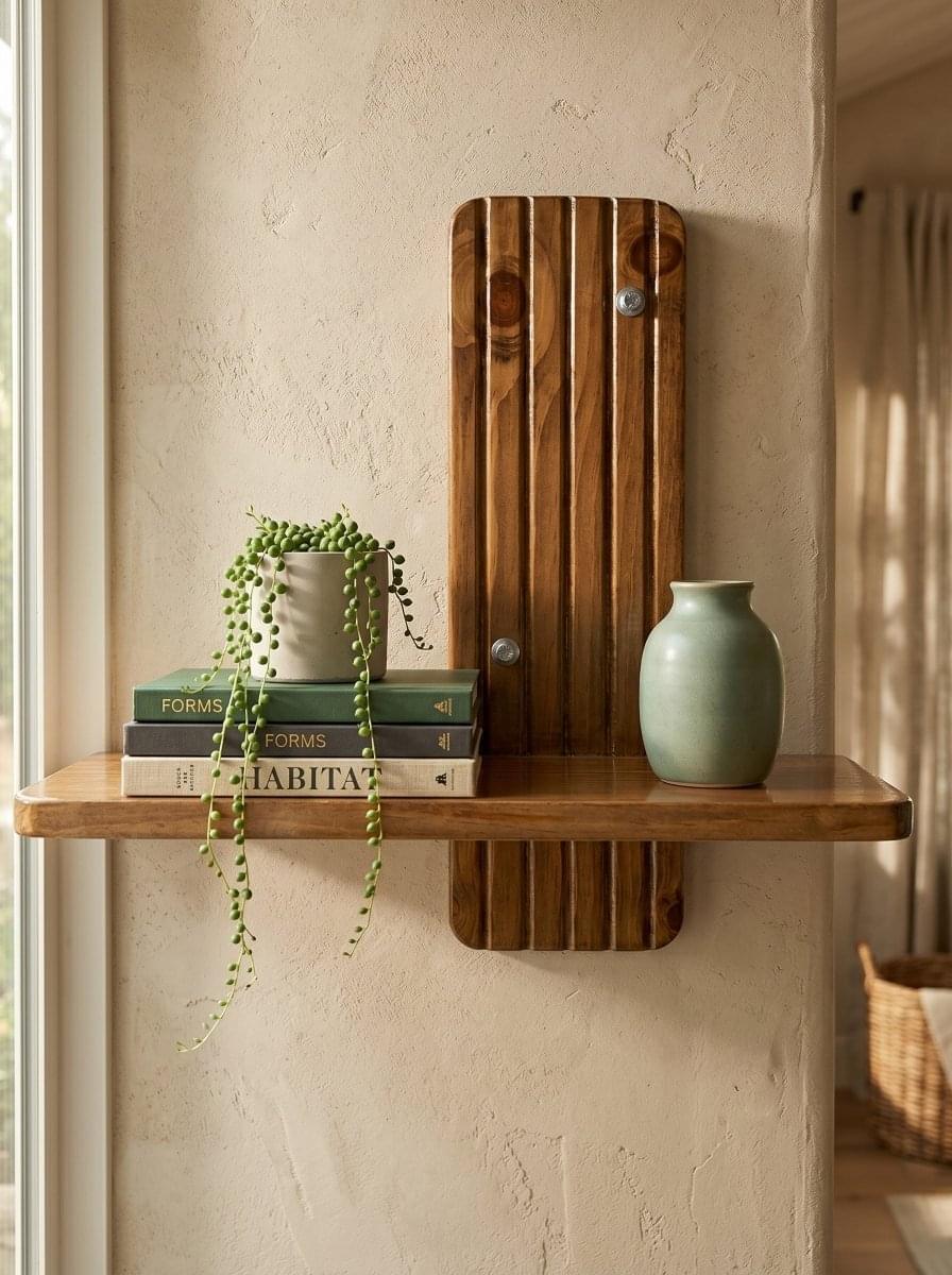 Luxury Wooden Wall Shelf | Handmade Solid Wood Floating Shelf | Ilham.pk - ilham - Crafted by Hands, Perfected by Heart