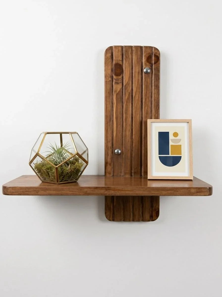Luxury Wooden Wall Shelf | Handmade Solid Wood Floating Shelf | Ilham.pk - ilham - Crafted by Hands, Perfected by Heart