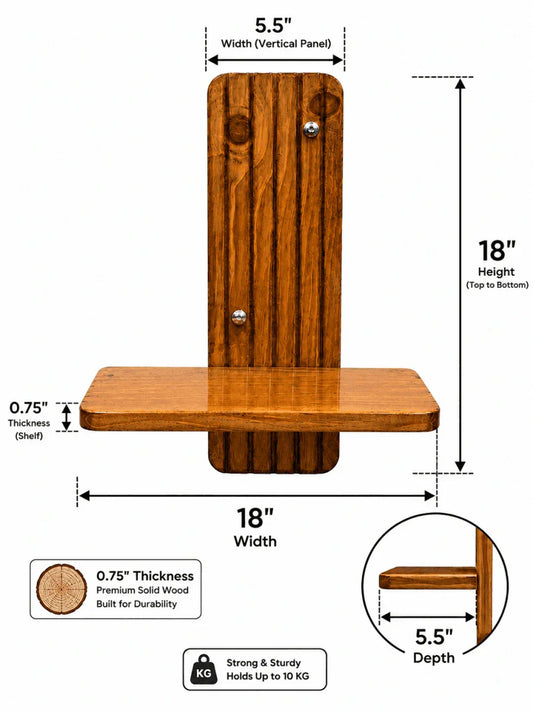 Luxury Wooden Wall Shelf | Handmade Solid Wood Floating Shelf | Ilham.pk - ilham - Crafted by Hands, Perfected by Heart