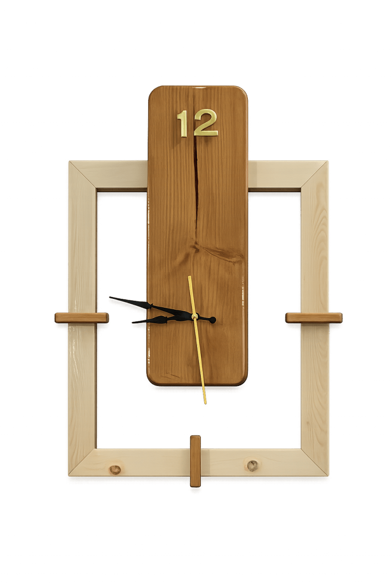 Modern Handmade Wooden Wall Clock – Minimalist Solid Wood Decorative Wall Clock for Living Room, Office & Bedroom | ilham.pk - ilham - Crafted by Hands, Perfected by Heart