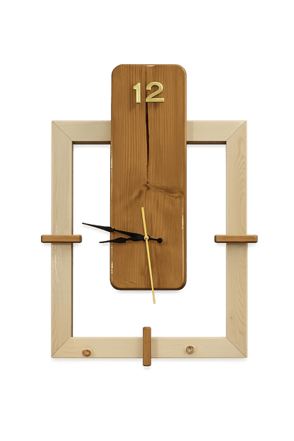 Modern Handmade Wooden Wall Clock – Minimalist Solid Wood Decorative Wall Clock for Living Room, Office & Bedroom | ilham.pk - ilham - Crafted by Hands, Perfected by Heart