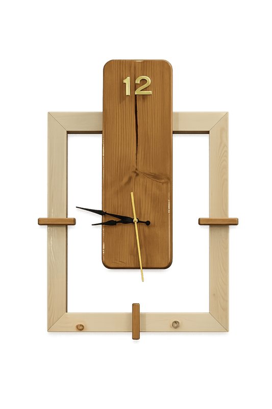 Modern Handmade Wooden Wall Clock – Minimalist Solid Wood Decorative Wall Clock for Living Room, Office & Bedroom | ilham.pk - ilham - Crafted by Hands, Perfected by Heart