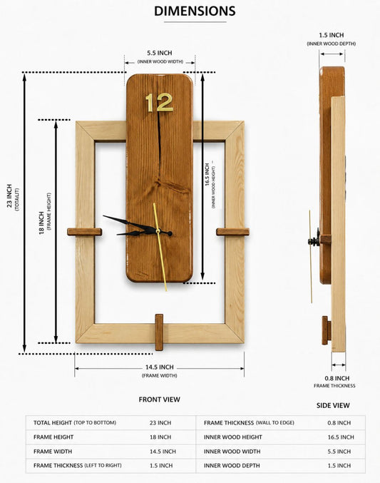 Modern Handmade Wooden Wall Clock – Minimalist Solid Wood Decorative Wall Clock for Living Room, Office & Bedroom | ilham.pk - ilham - Crafted by Hands, Perfected by Heart