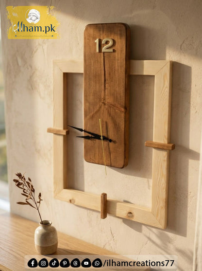 Modern Minimalist Handmade Wooden Wall Clock for Home or Office | ilham.pk - ilham - Crafted by Hands, Perfected by Heart