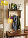 Multipurpose Wooden Keychain Holder with Hanger Hooks and Top Shelf - Wooden Entryway Organizer - ilham Creations