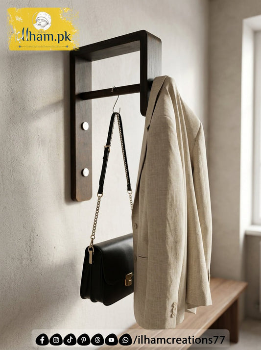 Multipurpose Wooden Wall Mounted Coat Hanger - ilham.pk - ilham Creations