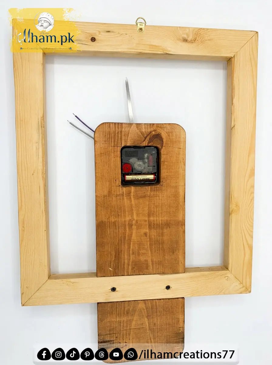 Natural Wood Open Frame Wall Clock | Wooden Wall Clock Pakistan - ilham Creations - ilham Creations