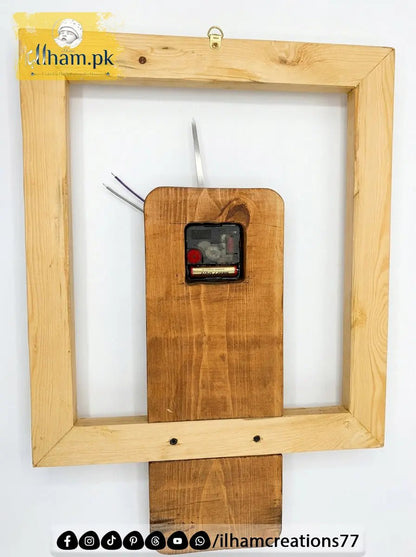 Natural Wood Open Frame Wall Clock | Wooden Wall Clock Pakistan - ilham Creations - ilham Creations