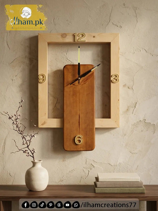 Natural Wood Open Frame Wall Clock | Wooden Wall Clock Pakistan - ilham Creations - ilham Creations