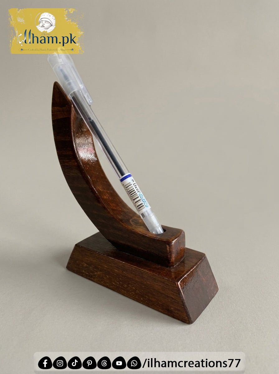 New Moon Wooden Pen Stand for Office Table - Wooden Pen Holder | Ilham.pk - ilham Creations