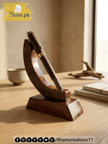 New Moon Wooden Pen Stand for Office Table - Wooden Pen Holder | Ilham.pk - ilham Creations