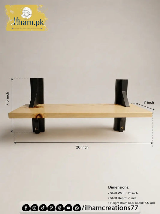NoirNest Wooden Wall Shelf – 20x7 Inch Handmade Wooden Shelf - ilham Creations - ilham Creations