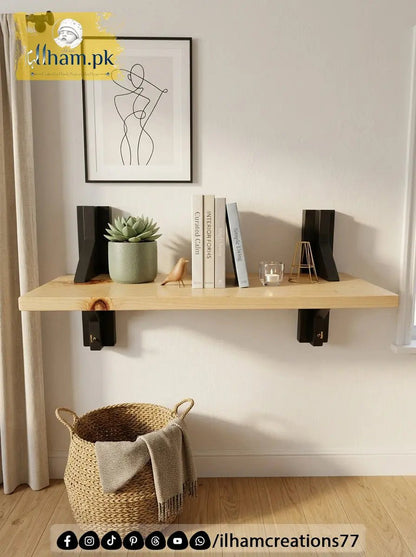 NoirNest Wooden Wall Shelf – 20x7 Inch Handmade Wooden Shelf - ilham Creations - ilham Creations