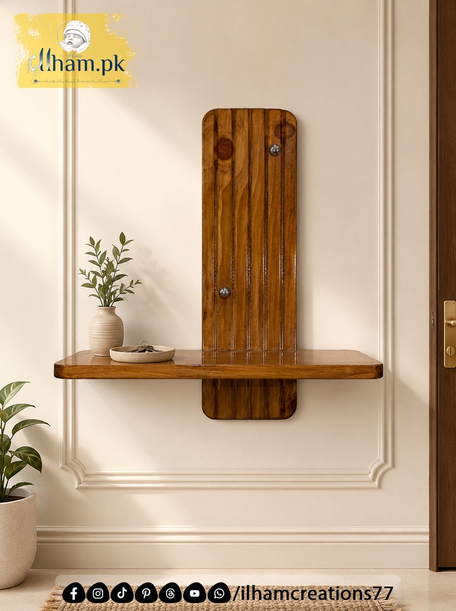 Premium Wall Mounted Solid Wooden Floating Shelf | Ilham.pk - ilham Creations