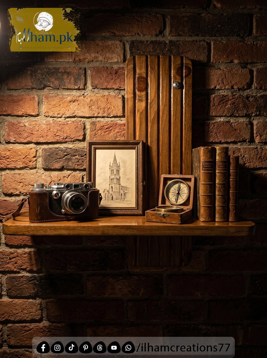 Premium Wall Mounted Solid Wooden Floating Shelf | Ilham.pk - ilham Creations