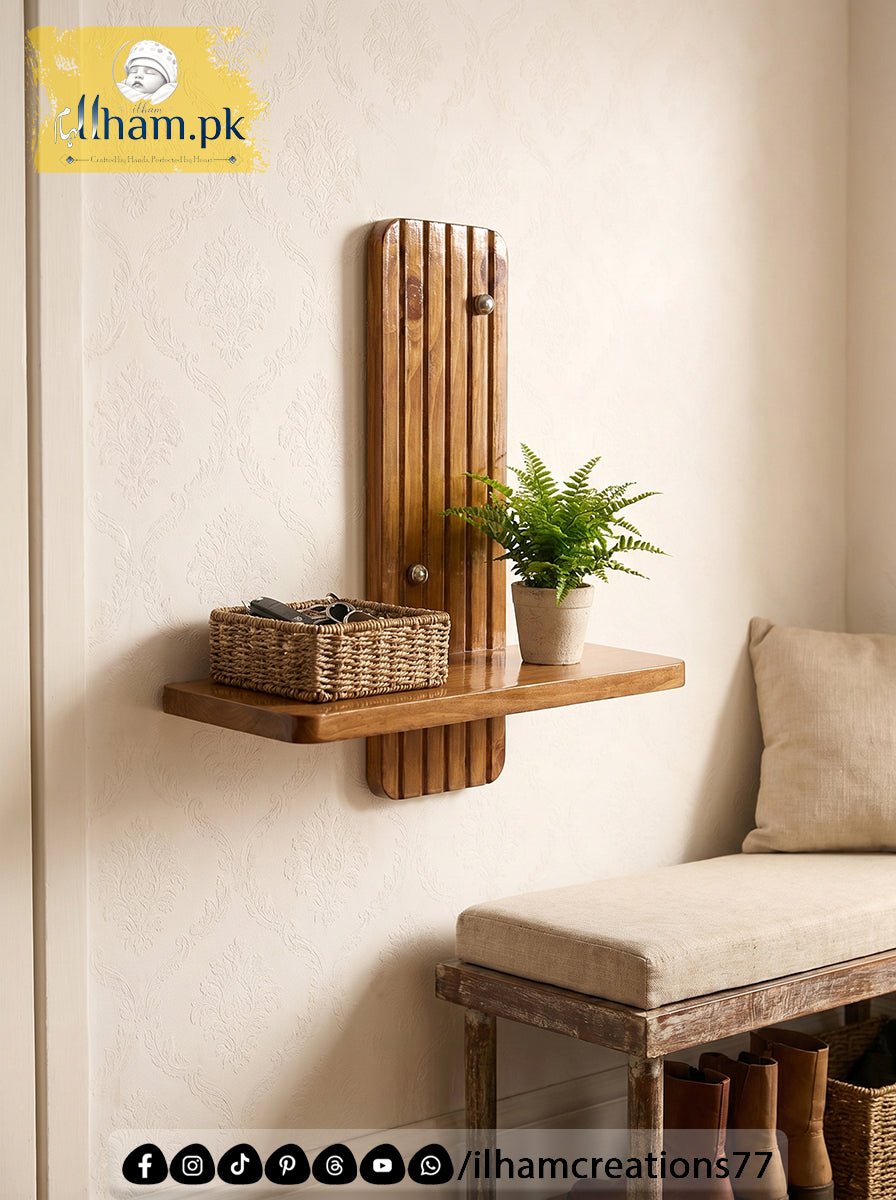 Premium Wall Mounted Solid Wooden Floating Shelf | Ilham.pk - ilham Creations