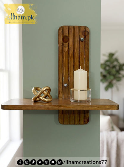 Premium Wall Mounted Solid Wooden Floating Shelf | Ilham.pk - ilham Creations