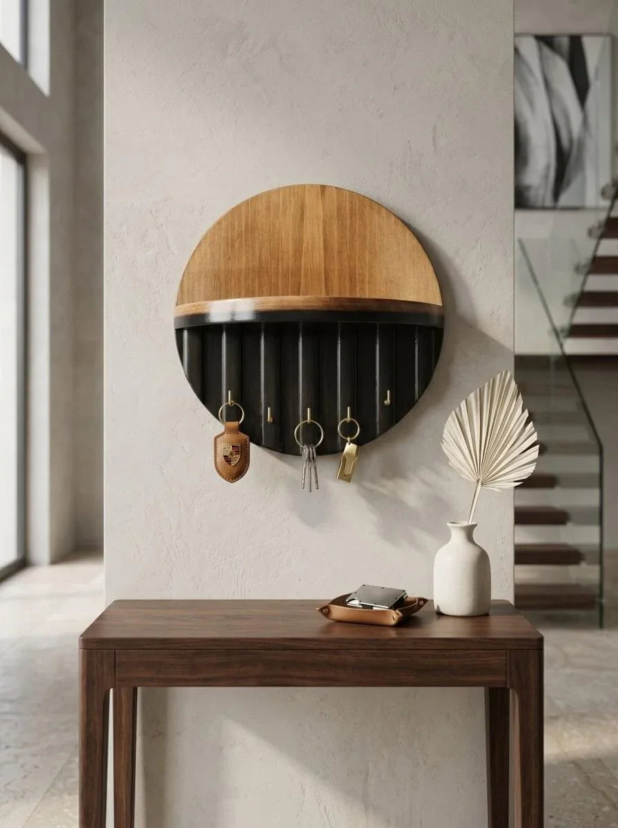 Premium Wooden Luna Wall Key Holder with Shelf for Home Entrance Wall Decor | Handmade by Ilham.pk - ilham - Crafted by Hands, Perfected by Heart