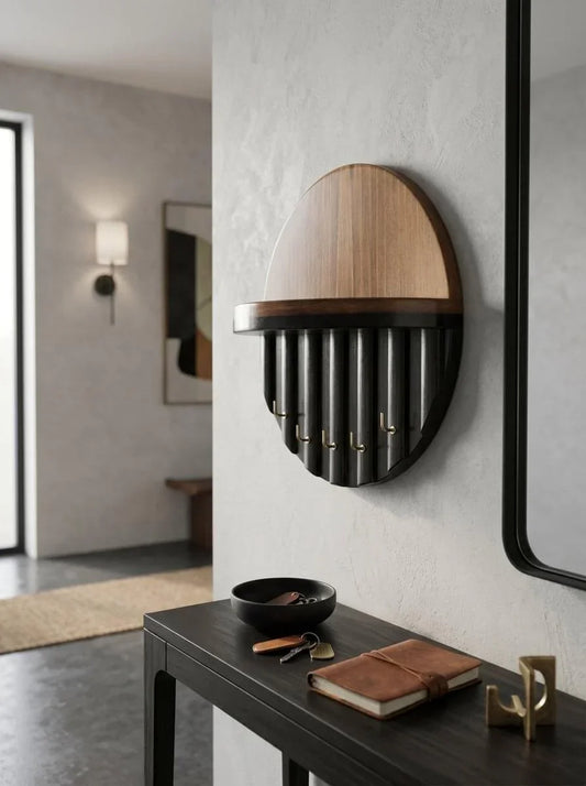 Premium Wooden Luna Wall Key Holder with Shelf for Home Entrance Wall Decor | Handmade by Ilham.pk - ilham - Crafted by Hands, Perfected by Heart