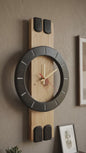 Modern Handmade Wooden Black & Natural Wood Design Eclipse Sonata Wall Clock for Living Room & Office | ilham.pk.