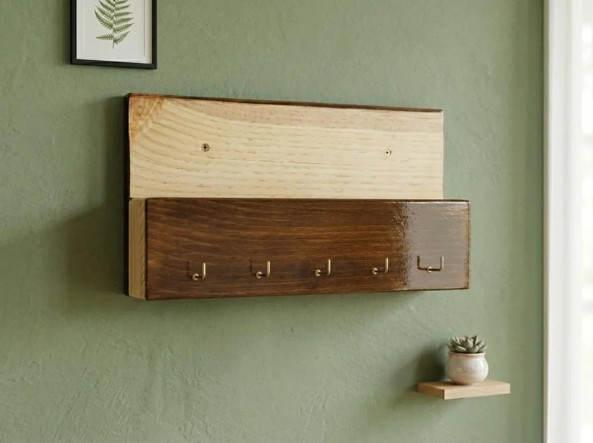 Rustic Wall Mounted Key Holder including Organizer Area for Mobile or anything else | Ilham.pk - ilham - Crafted by Hands, Perfected by Heart