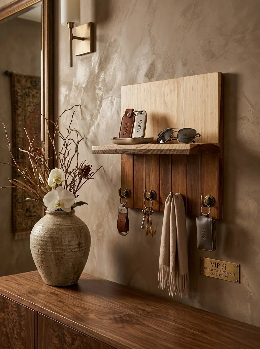 Rustic Wooden Wall Mounted Key Holder with Shelf – Entryway Organizer Rack with 4 Metal Hooks for Keys and shelf for Wallet, Mail, Mobile Phone & Home Décor | Ilham.pk - ilham - Crafted by Hands, Perfected by Heart