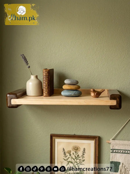 TimberAura 18x7 Inch Wooden Wall Shelf - Handmade Rustic Wood Decor - ilham Creations - ilham Creations