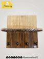 Wooden 4 Hook Key Chain Holder with 11x6 inch Wide Storage Shelf | Ilham.pk - ilham Creations
