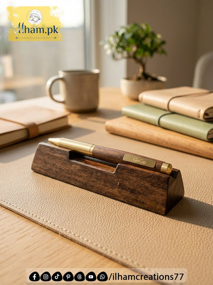 Wooden Flat Pen Stand for Office Table - ilham Creations - ilham Creations