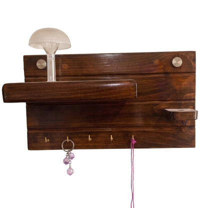 Wooden Key Holder and Wall Organizer with Shelf and Flower Hanger | ilham.pk - ilham - Crafted by Hands, Perfected by Heart
