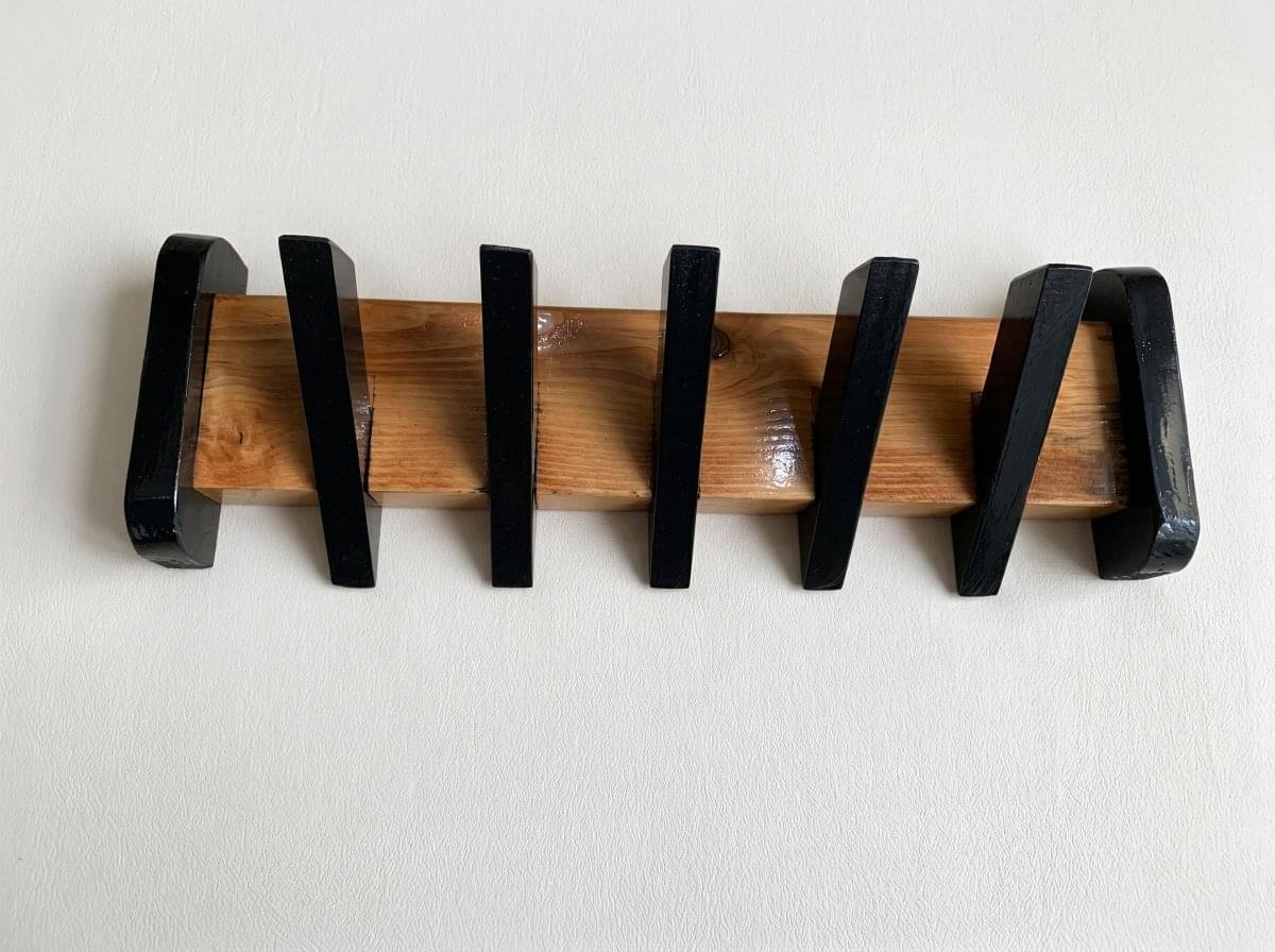 Wooden Multipurpose Wall Coat, Cloths, Cap and Handbag with 5 Heavy Duty Hooks | ilham.pk - ilham - Crafted by Hands, Perfected by Heart