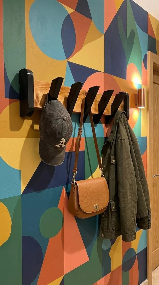 Wooden Multipurpose Wall Coat, Cloths, Cap and Handbag with 5 Heavy Duty Hooks | ilham.pk - ilham - Crafted by Hands, Perfected by Heart