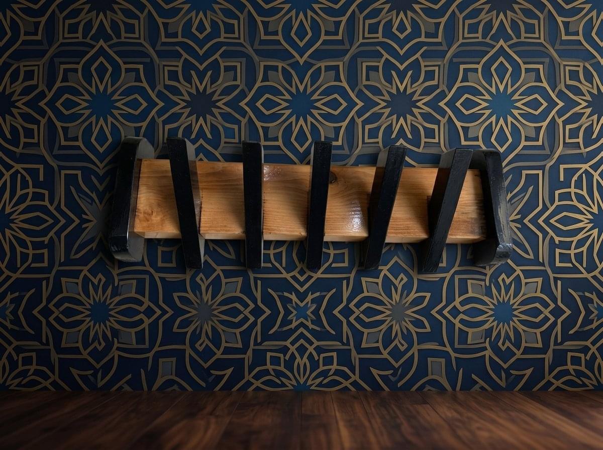 Wooden Multipurpose Wall Coat, Cloths, Cap and Handbag with 5 Heavy Duty Hooks | ilham.pk - ilham - Crafted by Hands, Perfected by Heart