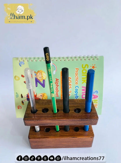 Wooden Pen and Diary Stand for Office Desk - ilham Creations - ilham Creations