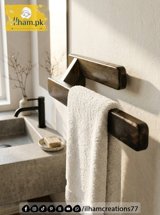 Wooden Towel Hanger for Home or Office Use - ilham.pk - ilham Creations